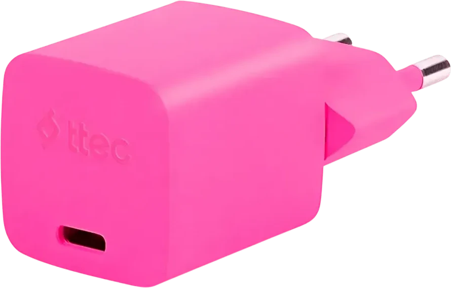 Зарядное устройство ttec SmartCharger GAN 20W Lightning, розовое — 2