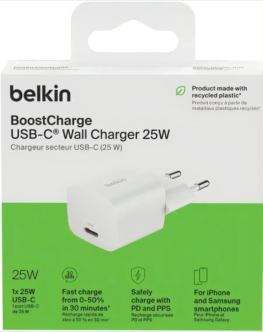 Зарядное устройство BELKIN 25W USB-C PD, белое — 4