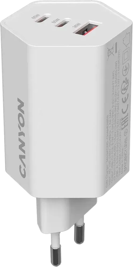 Зарядное устройство CANYON HEXAGON 65W GaN, белое
