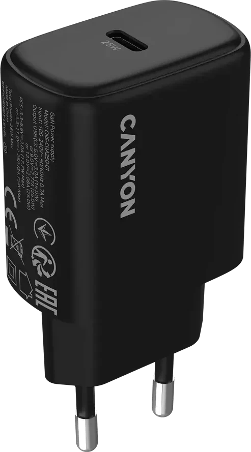 Зарядное устройство CANYON OnCharge 250 25W PD, чёрное