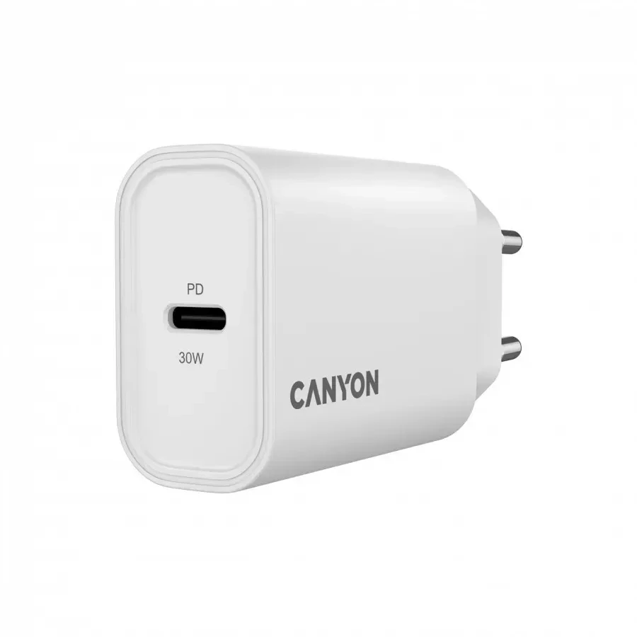 Зарядное устройство CANYON OnCharge 30CL Max 30W PD, белое