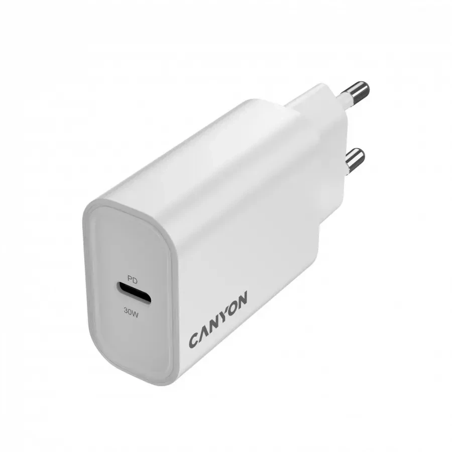 Зарядное устройство CANYON OnCharge 30CL Max 30W PD, белое — 2