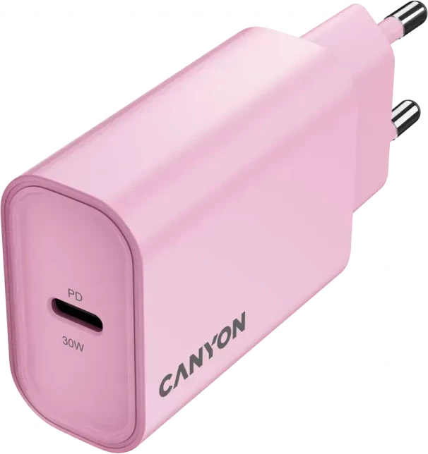 Зарядное устройство CANYON OnCharge 30CL Max 30W PD, розовое — 2