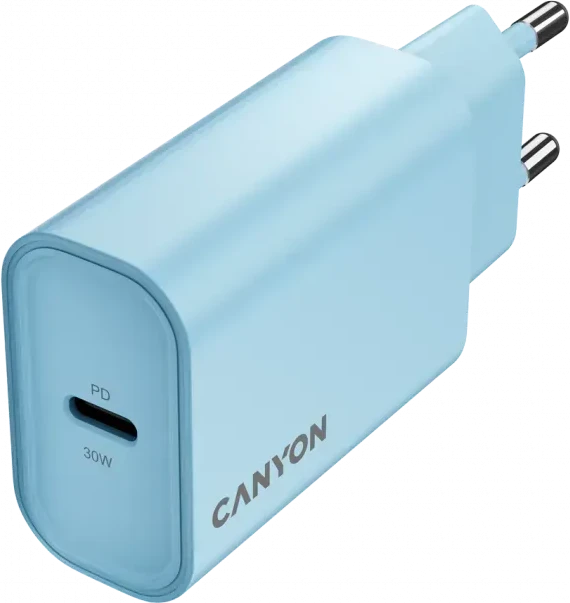 Зарядное устройство CANYON OnCharge 30CL Max Power, 30W, 1xPD, голубой — 3