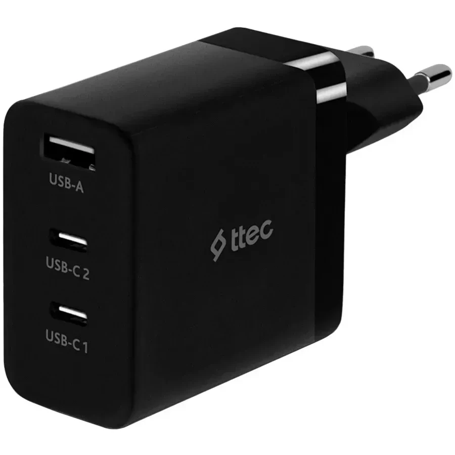 Зарядное устройство ttec SmartCharger 65W PD GAN, чёрное