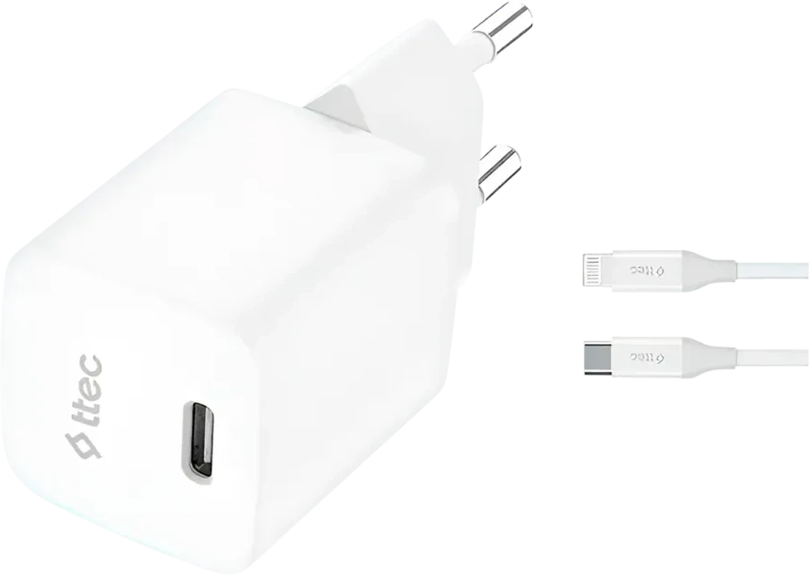 Зарядное устройство ttec SmartCharger GAN 30W Lightning, белое