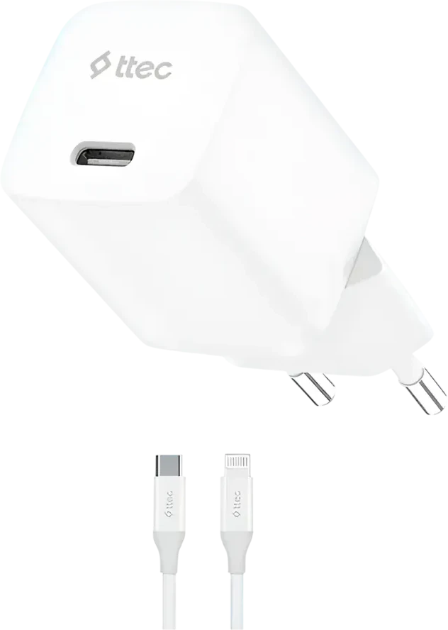 Зарядное устройство ttec SmartCharger GAN 30W Lightning, белое — 3