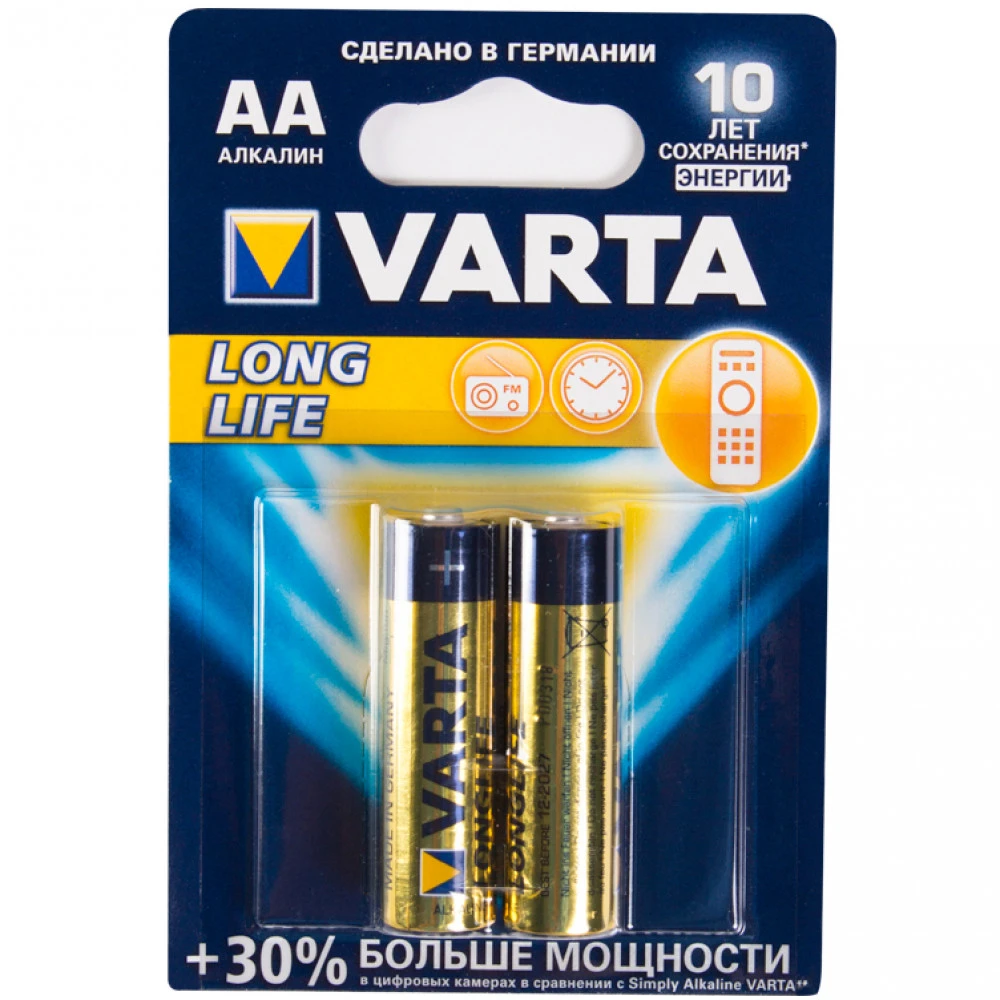 Батарейка VARTA LR6 Longlife Mignon AA 1.5V, 2 шт. — 2