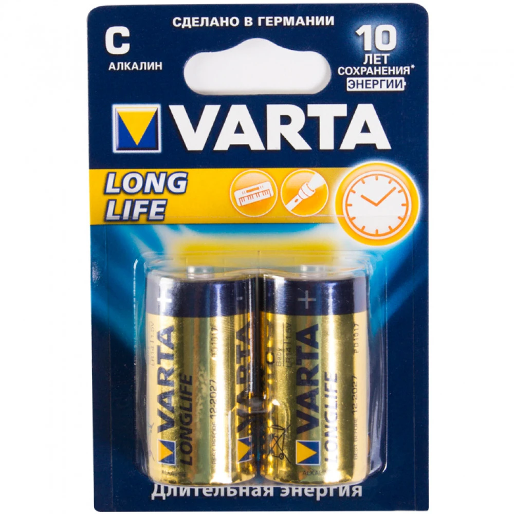 Батарейка VARTA LR14 Longlife C 1.5V, 2 шт. — 2
