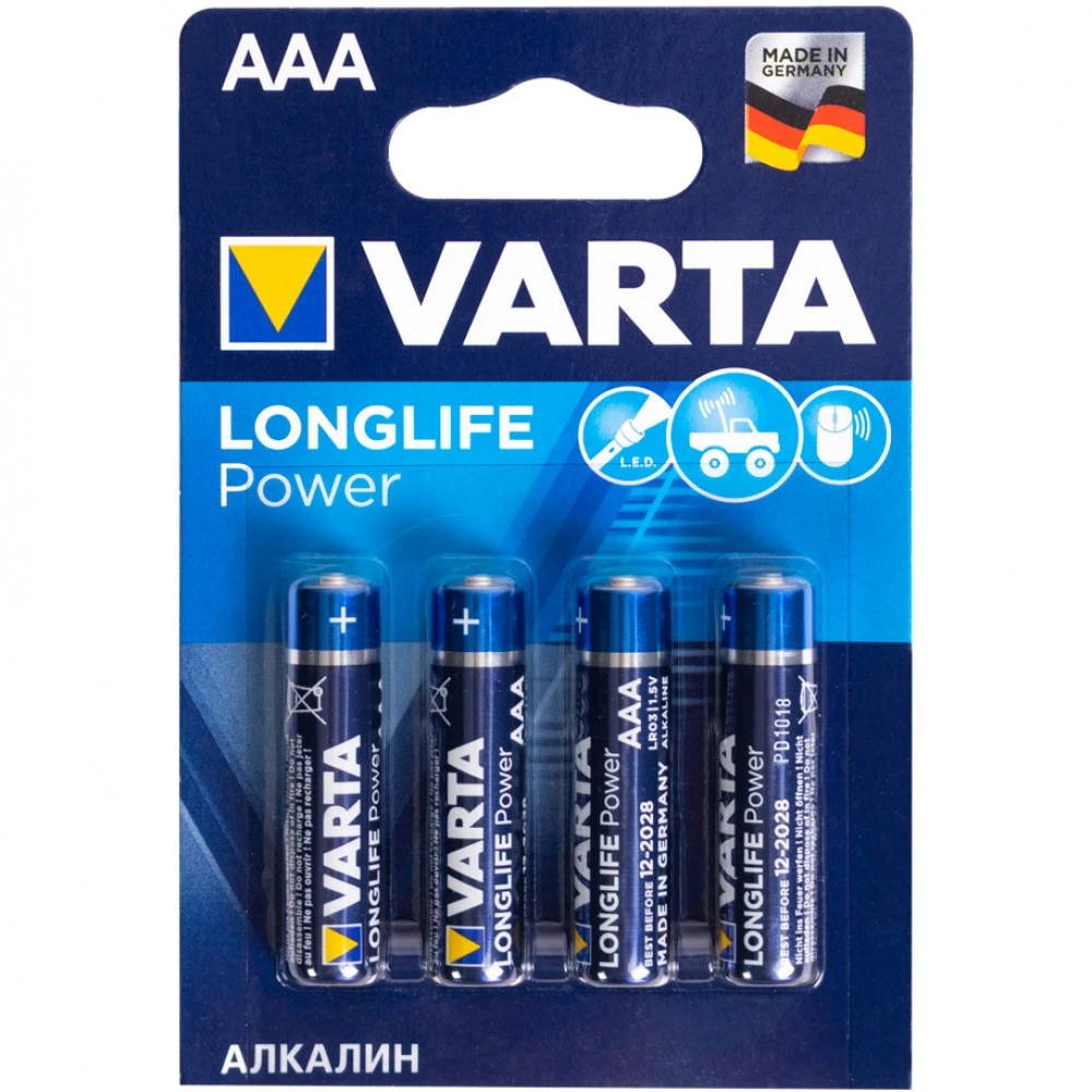 Батарейка VARTA LR03 Longlife, AAA, 1.5V, 4 шт. — 2