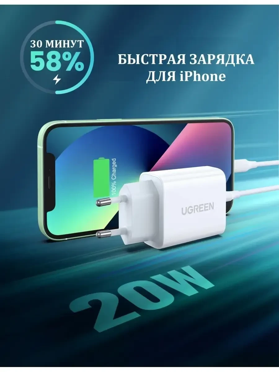 Зарядное устройство UGREEN CD137, 20W, USB-C
