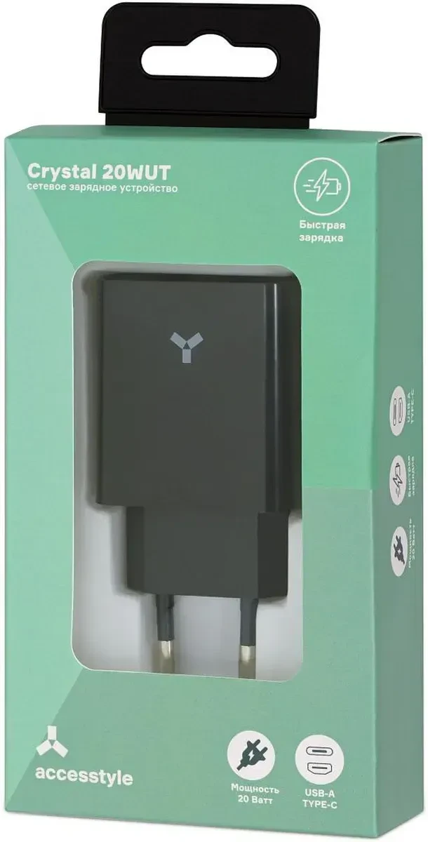 Зарядное устройство Accesstyle Crystal 20WUT, чёрное — 2