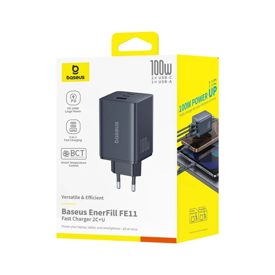 Адаптер питания Baseus EnerFill FE11 100W 2xUSB-C, черный — 3