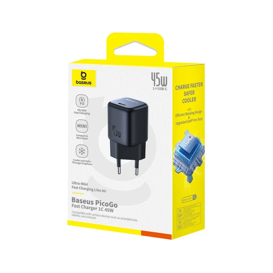 Адаптер питания Baseus PicoGo GaN 45W USB-C, черный — 3