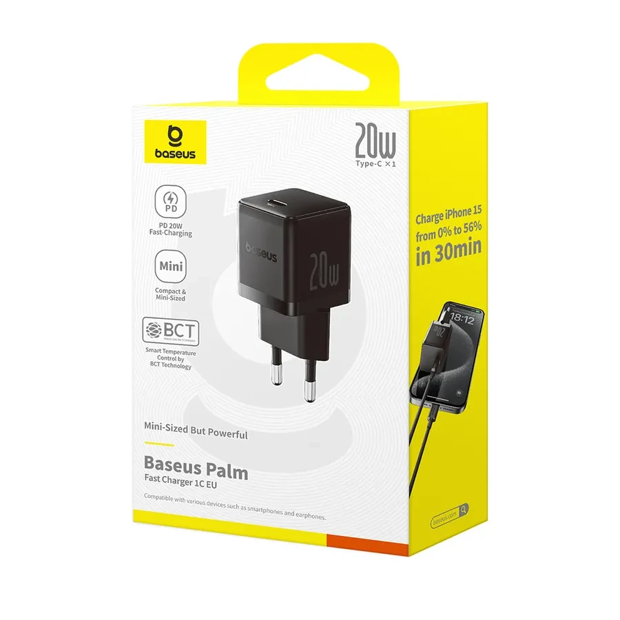 Адаптер питания Baseus Palm 20W USB-C, черный — 5