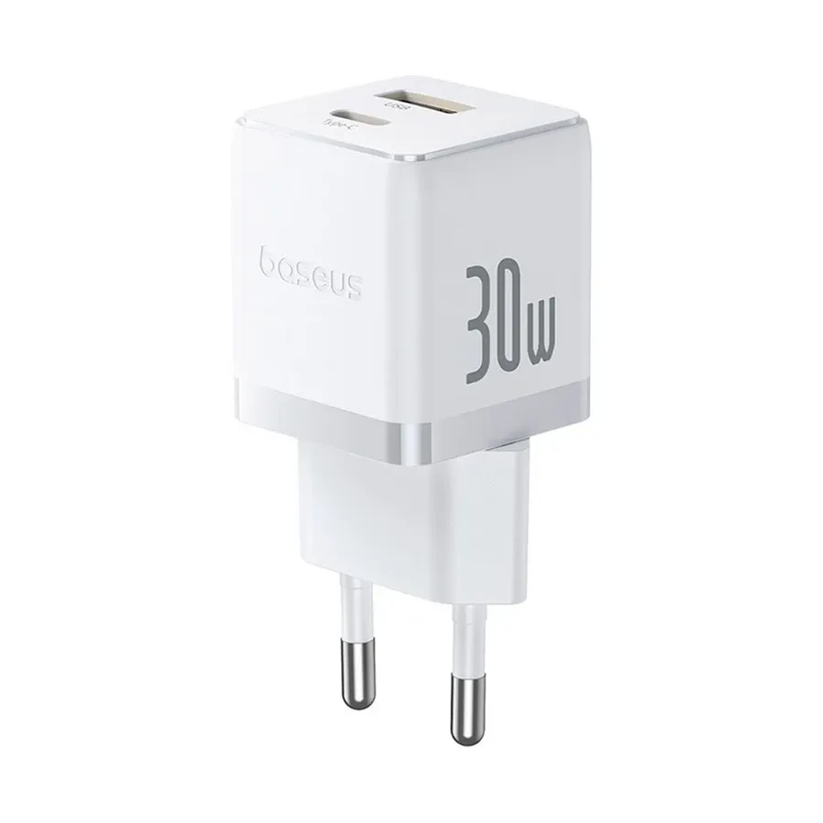 Адаптер питания Baseus Palm 30W USB-C + USB-A, с кабелем, белый
