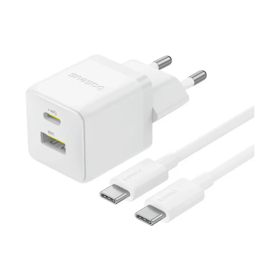 Адаптер питания Baseus Palm 30W USB-C + USB-A, с кабелем, белый — 2