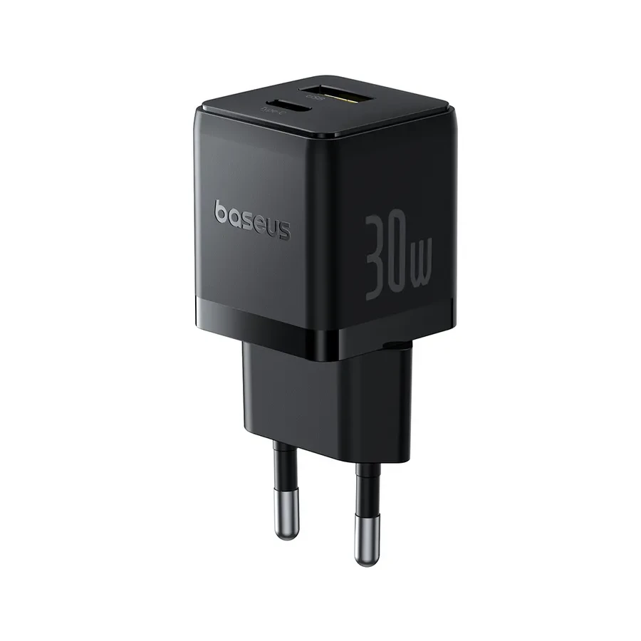 Адаптер питания Baseus Palm 30W USB-C + USB-A, с кабелем, черный