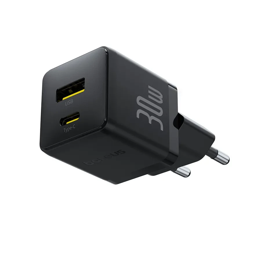 Адаптер питания Baseus Palm 30W USB-C + USB-A, с кабелем, черный — 2