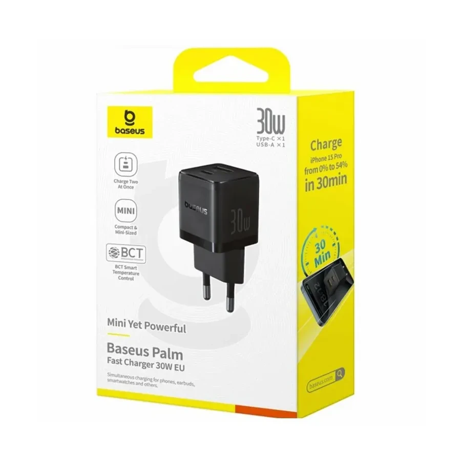 Адаптер Baseus Palm C+U 30W Type-C+USB — 3
