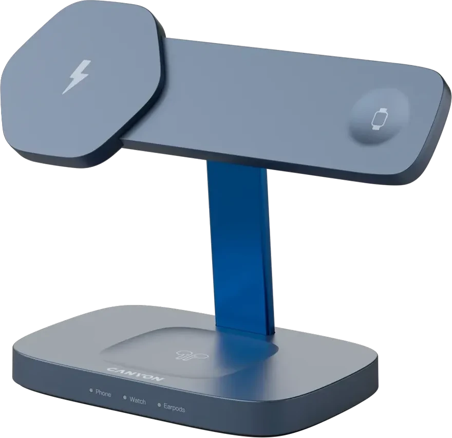 Зарядное устройство CANYON Wireless Charging Station Hexagon 310 3in1 DarkGrey/Blue