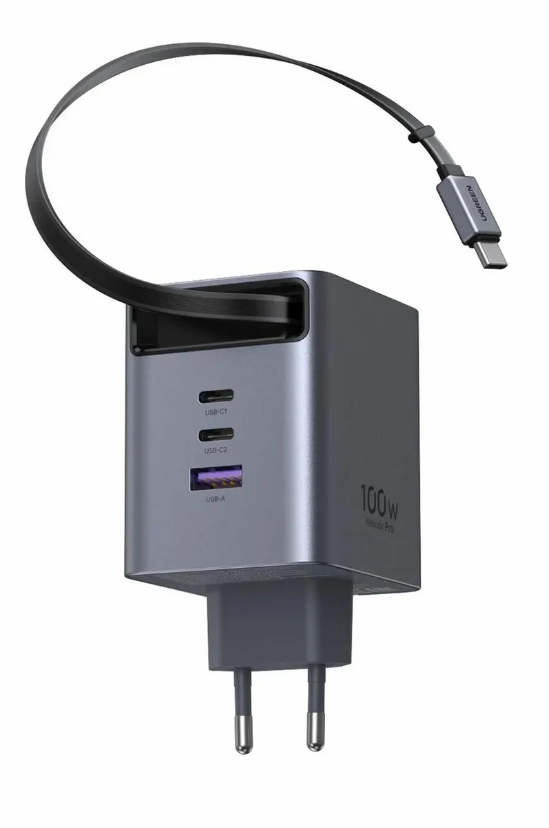 Зарядное устройство UGREEN X614 45W 2C1A GaN Fast Charger with Retractable Cable USB-C, 65822 — 4