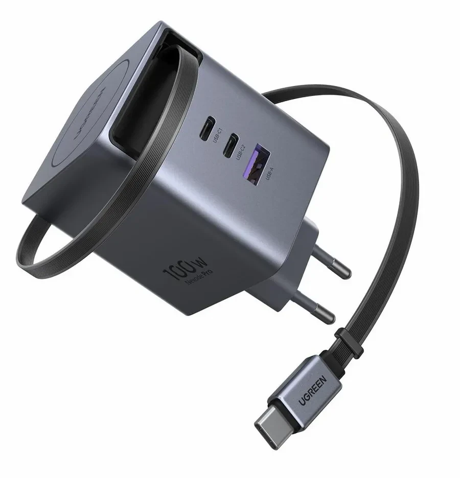 Зарядное устройство UGREEN X614 45W 2C1A GaN Fast Charger with Retractable Cable USB-C, 65822 — 5