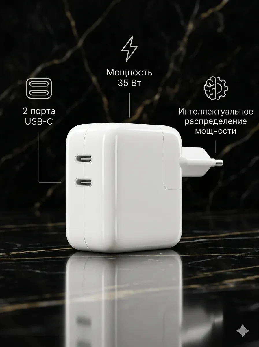 Зарядное устройство 35W Dual USB-C Power Adapter,Model A2676