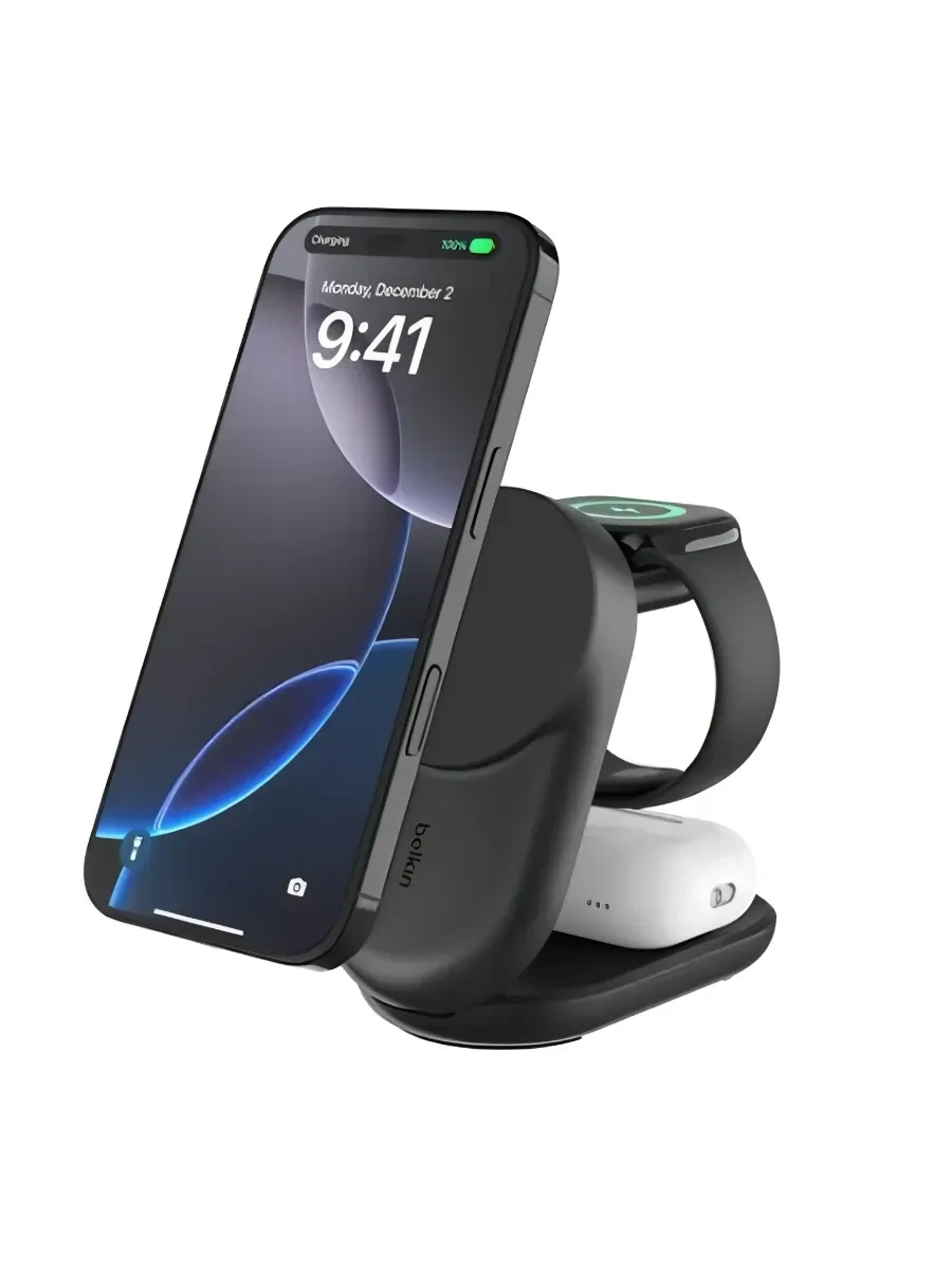 Зарядное устройство BELKIN 25w Qi2 3-IN-1 Foldable Charger, Black
