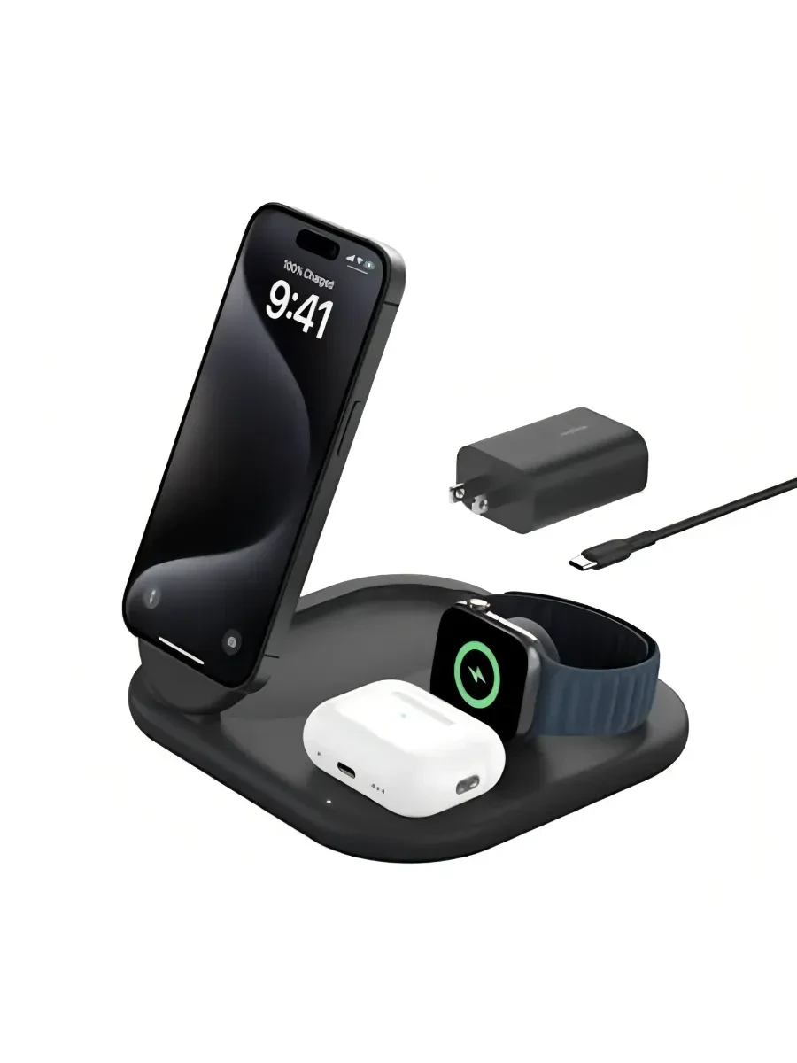 Зарядное устройство BELKIN 25w Qi2 3-IN-1 Foldable Charger, Black — 3
