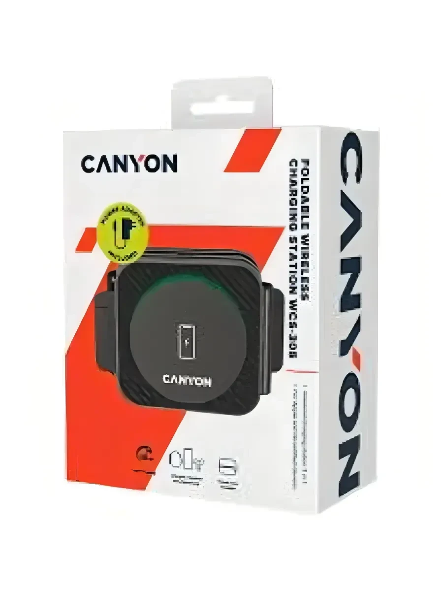 Зарядное устройство CANYON wireless charger WS-305 15W 3in1 Foldable Black — 2