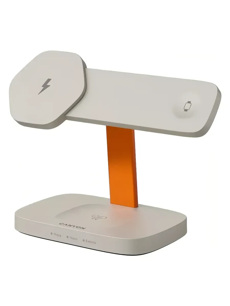Зарядное устройство CANYON Wireless Charging Station Hexagon 310 3in1 LightGrey/Orange
