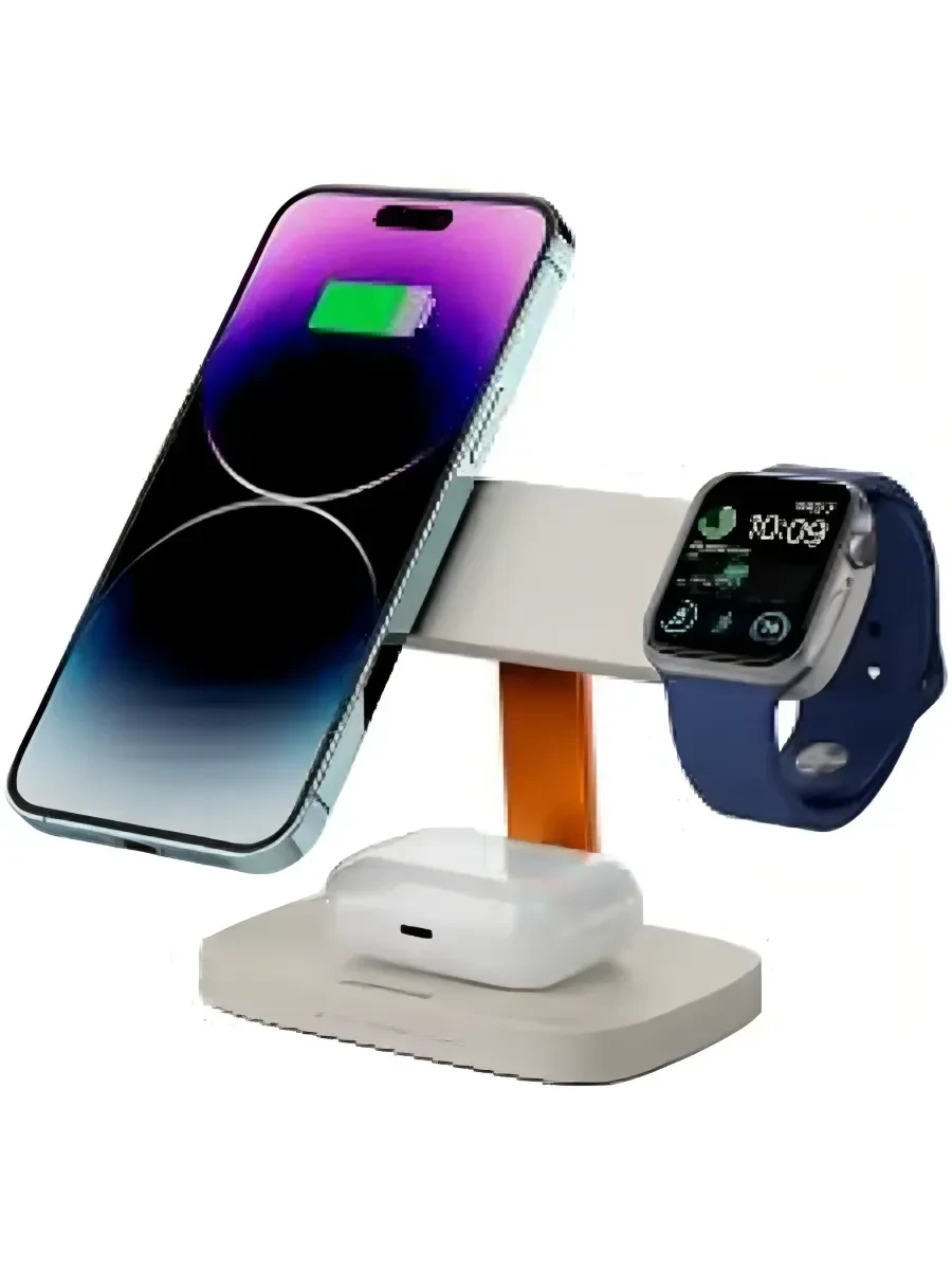 Зарядное устройство CANYON Wireless Charging Station Hexagon 310 3in1 LightGrey/Orange — 2