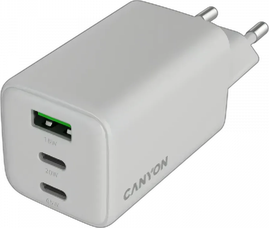 Зарядное устройство CANYON charger CU65ACC GaN 65W 2xPD 1xQC EU White — 4