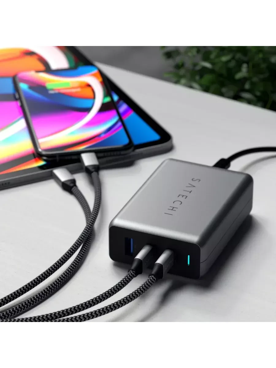 Зарядное устройство SATECHI 100W USB-C PD Compact Charger- EU ( x2 Type-C / x1 Type-A) (space gray) — 4