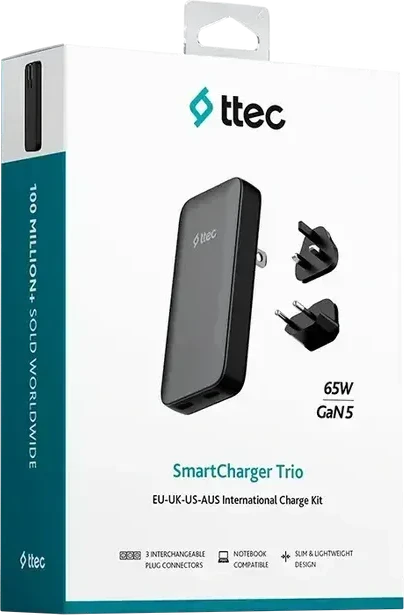 Зарядное устройство ttec SmartCharger Trio GaN 65W PD EU-UK-US-AUS Universal Charge