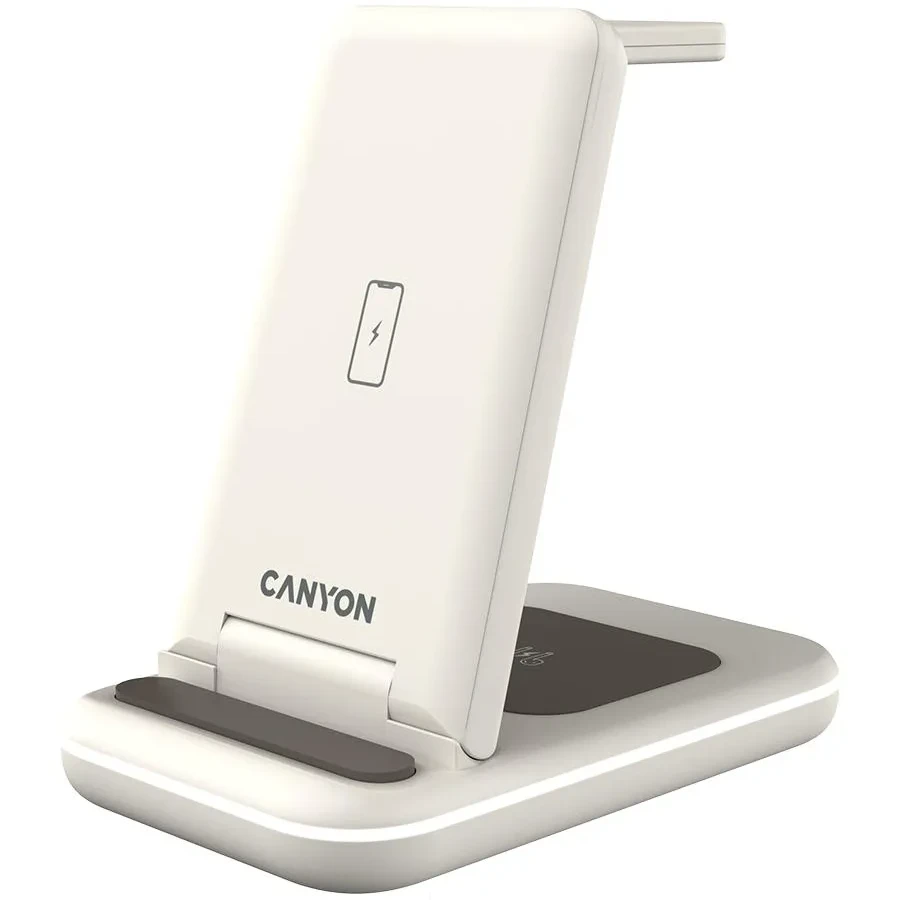 Зарядное устройство CANYON wireless charger WS-304 15W 3in1 Cosmic Latte