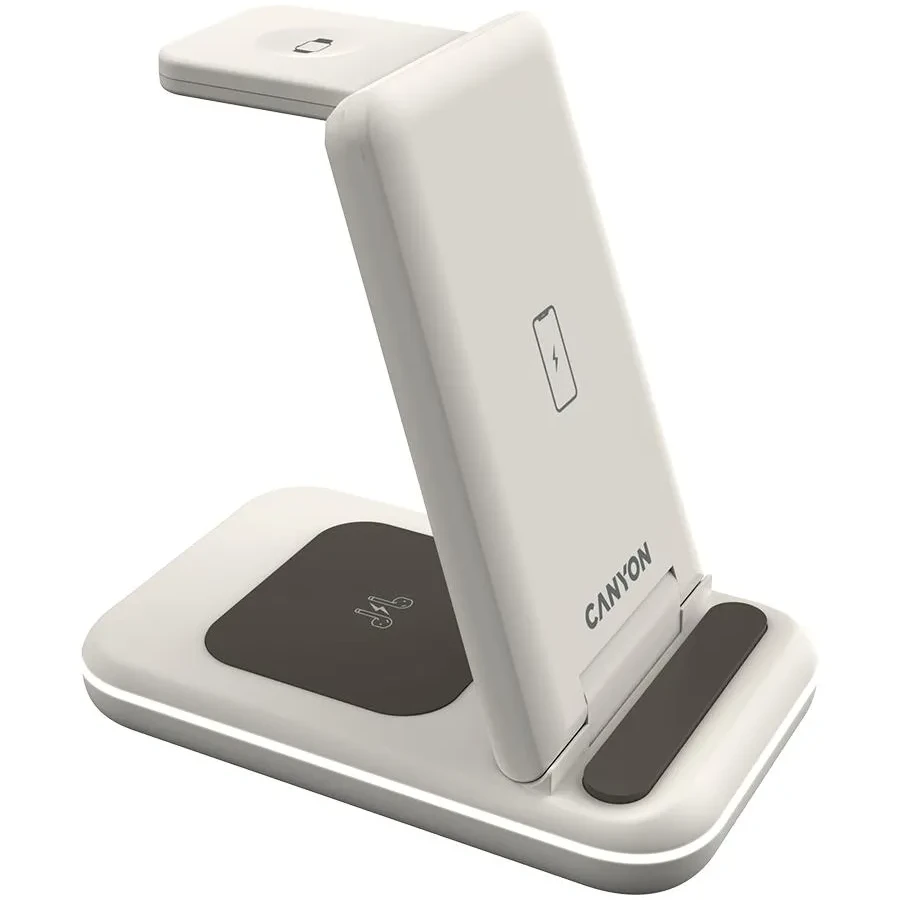 Зарядное устройство CANYON wireless charger WS-304 15W 3in1 Cosmic Latte — 3