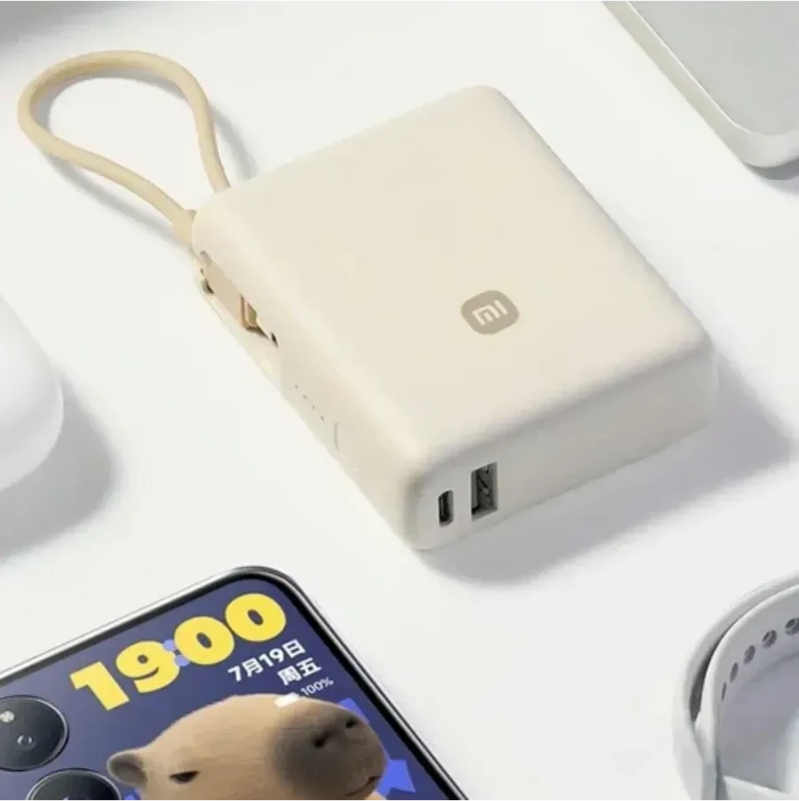 Power Bank Xiaomi 33W 10000mAh, USB-C встроенный, бежевый — 3