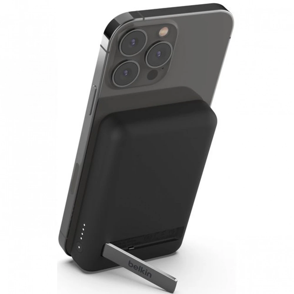 Внешний аккумулятор Belkin BoostCharge Magnetic Power Bank 5K + Stand, 5000 мА·ч, MagSafe, беспроводная зарядка 7.5 Вт, подставка — 4