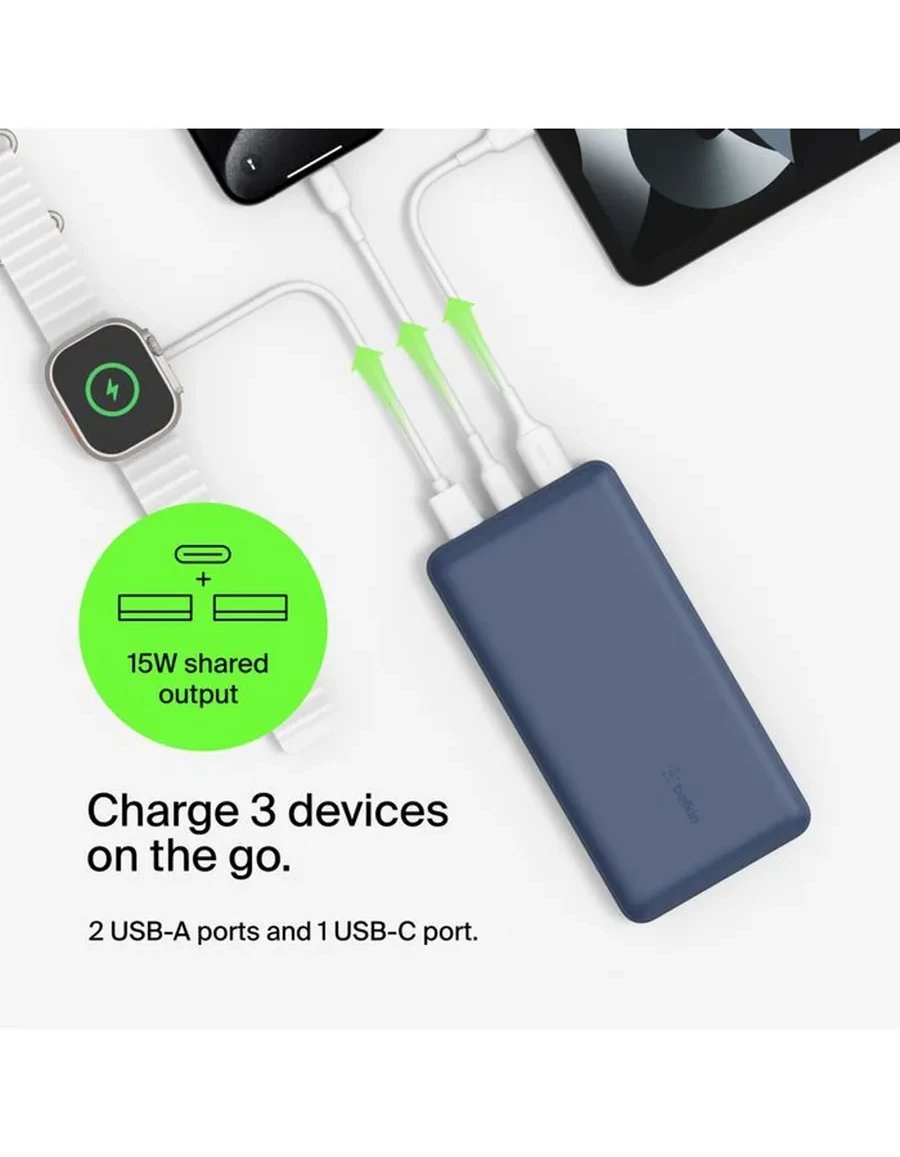 Power Bank 20000mAh, USB-A/C 15W, синий rang
