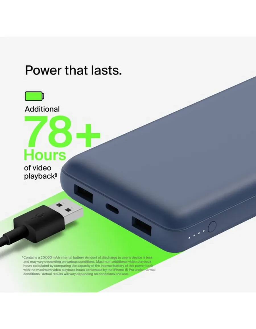 Power Bank 20000mAh, USB-A/C 15W, синий rang — 2