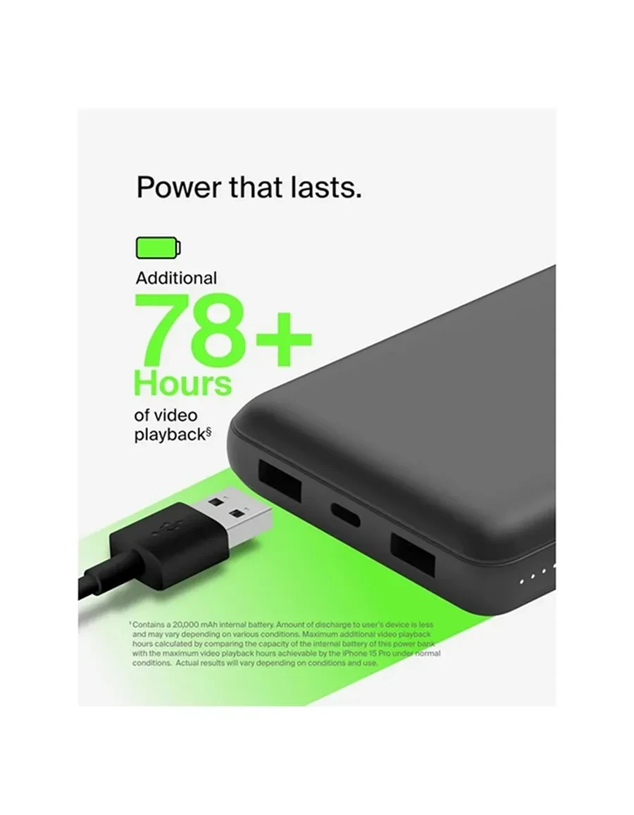 Power Bank 20000mAh, USB-A/C 15W, чёрный rang — 3