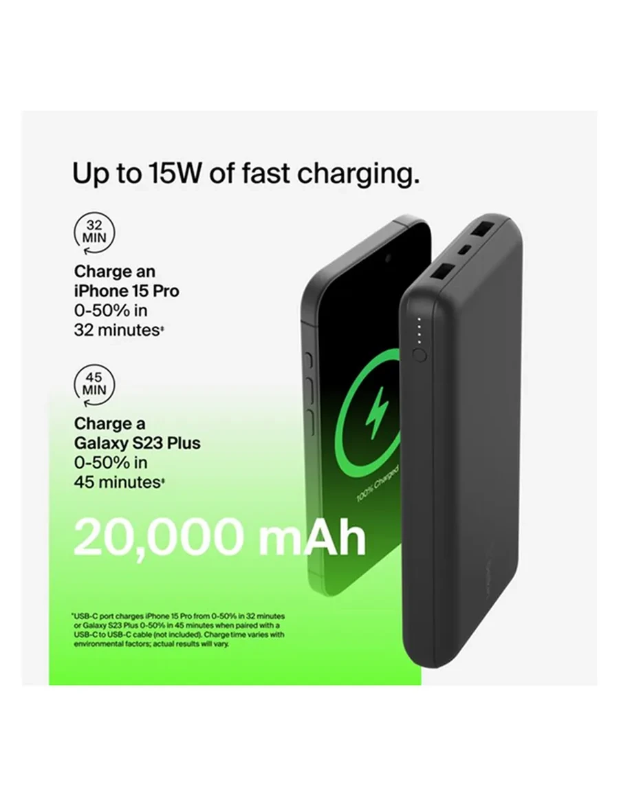 Power Bank 20000mAh, USB-A/C 15W, чёрный rang — 5