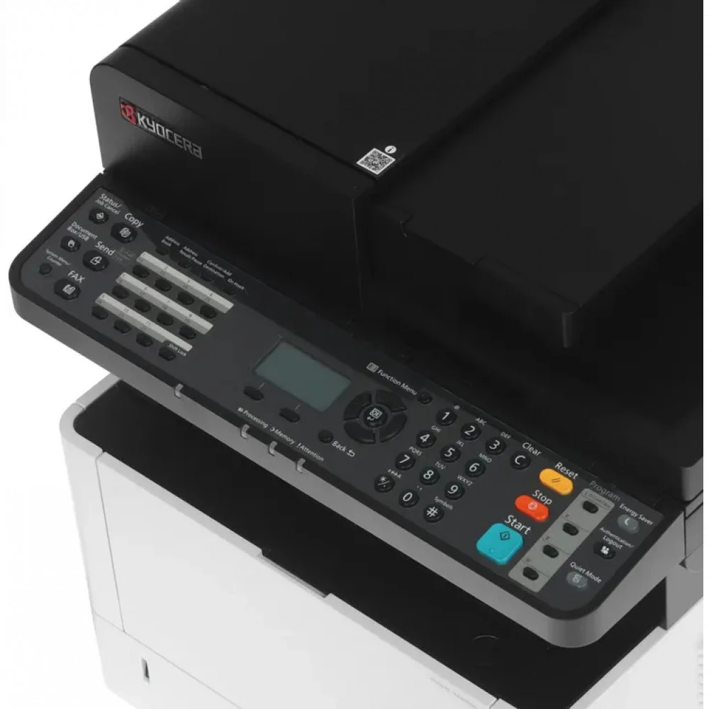 МФУ лазерное Kyocera ECOSYS MA4000fx (A4), монохромное, Printer/Scanner/Copier/Fax, 1200x1200 dpi, 40 ppm, 1 GB, 1.0 GHz, tray 100+250 sheets, DADF 50 sheets, USB+Ethernet, Duplex, LCD, drum 100k, starter toner 3.6k — 3