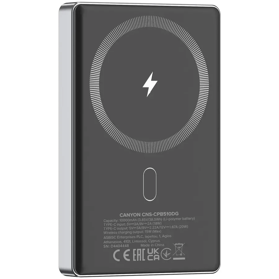 CANYON OnPower 510 10000mAh PD 20W, тёмно-серый — 3