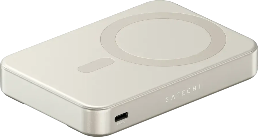 Портативный аккумулятор SATECHI Qi2 10K, песочный — 3