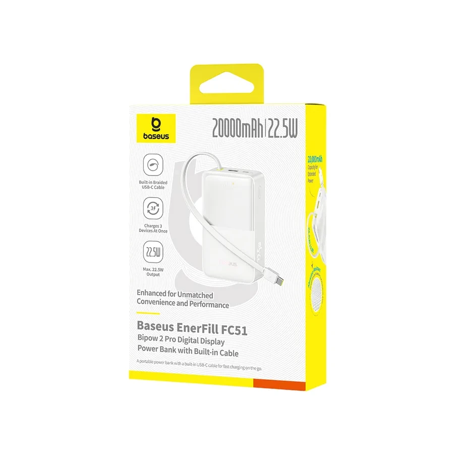 Портативный аккумулятор Baseus EnerFill FC51, 20000mAh, белый — 3