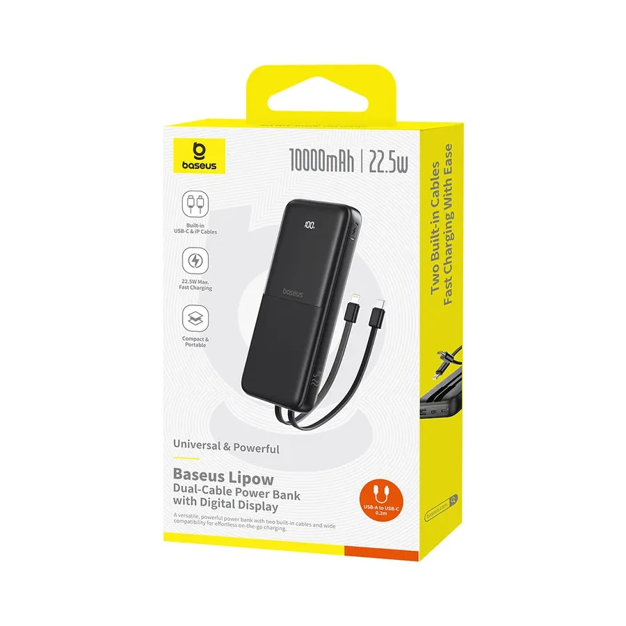Аккумулятор Baseus Lipow Dual-Cable 10000mAh — 3