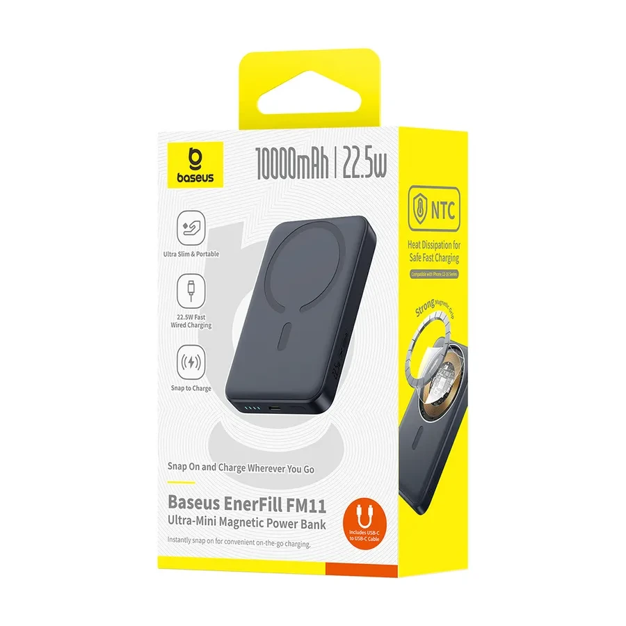 Портативный аккумулятор Baseus EnerFill FM11 Ultra-Mini, 10000mAh, 22.5W, черный — 3